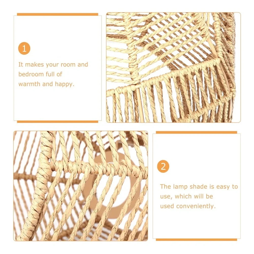 Handwoven Jute Lantern Shade - Natural Brown